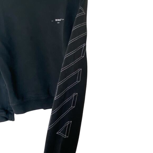 OFF-WHITE 3D Line Diag Arrows Logo Sweatshirt in Washed Black, Size Small - Picture 10 of 16